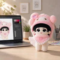 Peluche personnalisée de 10 cm, poupée rose à capuche avec étoile, jouet en peluche mignon, vente en gros