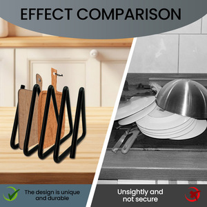Metal Triangle Cutting Board Storage <b>Rack</b> Multi Slots Kitchen Pot Lid Dish <b>Plate</b> Organizer Drying Holder - Product Image 5