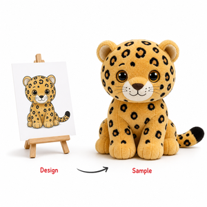 Fabricant de jouets en peluche personnalisés, poupée en peluche personnalisée, chaton léopard, dessin animé, jungle, chat sauvage tacheté, jouet en peluche artisanal personnalisé - Product Image 1