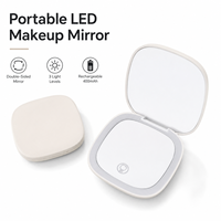 Miroir de maquillage portable pliable à LED rechargeable par Type-C, miroir de vanité de voyage à LED pour dortoir et maison