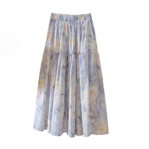 <span class=keywords><strong>Gonna</strong></span> Casual da Donna con Stampa Floreale Stile Pittura a Olio Vintage, Nuova Collezione Estate 2025, Vita Alta Elastica, Lunga, Linea ad A, Orlo Ampio, Antipiega - Product Image 6