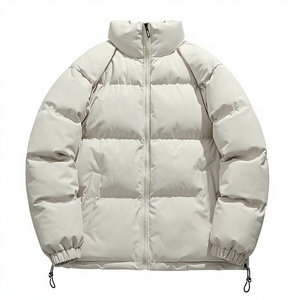 Unisex Hooded Puffer Jacket Solid Color Zipper Closure Windproof Anti-UV Eco-Friendly <b>Thick</b> Polyester Filling Casual <b>Winter</b> <b>Coat</b> - Product Image 4