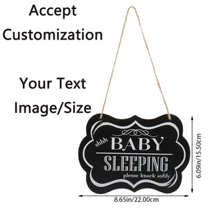 Bébé dormir signe décoration murale maison suspendus nuage signes porte d'entrée Plaque en bois rond bois ne pas frapper <span class=keywords><strong>la</strong></span> porte sonner <span class=keywords><strong>la</strong></span> cloche - Product Image 2