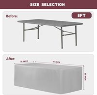 Nappe noire ajustée pour tables rectangulaires de 4, 6 et 8 pieds - Tissu polyester résistant à l'eau et lavable