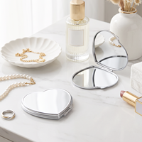 Miroirs grossissants double face 1X/2X, miroir de poche en métal en forme de cœur pour cadeau