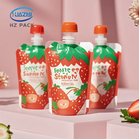 Pochette à bec verseur en aluminium imprimée sur mesure 120ml 150ml pour aliments pour bébés, purée de fruits, yaourt, smoothie, pomme, mangue, fraise, banane