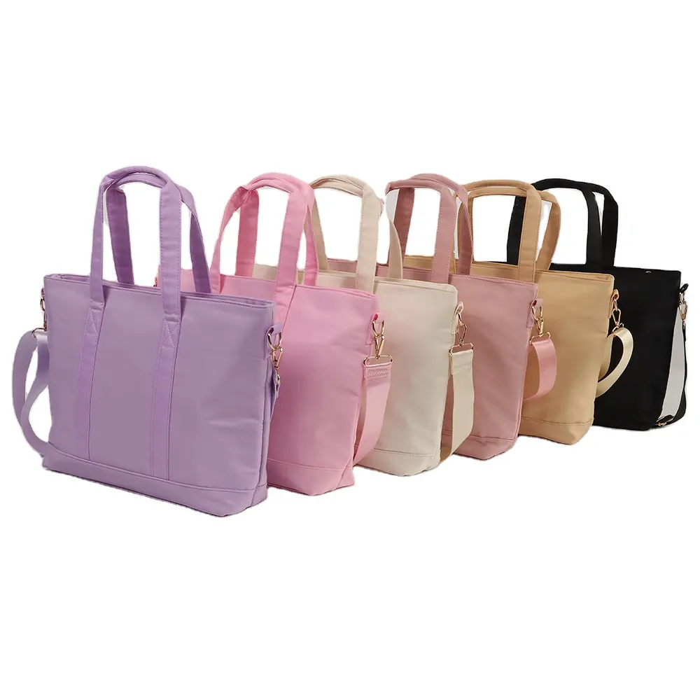 New Design Custom Quality Adjustable Travel Nylon Crossbody Tote Bag Daily Work Zipper Closure Waterproof Shopping Bags