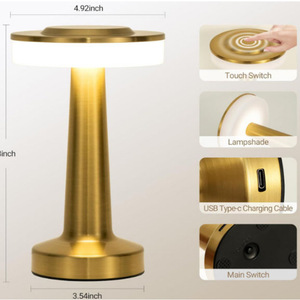 Cross-border hot-selling barbell rechargeable touch decorative creative bar lamp retro metal three-color dimmable dumbbell - Product Image 1