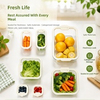 Boîte à lunch personnalisée sans BPA, compatible micro-ondes, avec couvercle, nouveau design, ensemble de contenants en verre pour la conservation des aliments frais dans les restaurants