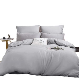 Mohap Gris Clair Microfibre Zip <span class=keywords><strong>Housse</strong></span> <span class=keywords><strong>de</strong></span> <span class=keywords><strong>Couette</strong></span> 2 Taies d'Oreiller Adulte <span class=keywords><strong>Lit</strong></span> Double 220X240 cm 65X65 cm 100% Polyester 400TC Home - Product Image 1