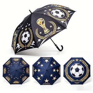 Parapluie de golf personnalisé de style sportif, extra large, à ouverture automatique, imperméable et coupe-vent, avec impression intégrale de football et logo - Product Image 1