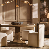 Table de salle à manger ronde en bois moderne Kumusi, résistante aux rayures et imperméable, pour la maison européenne