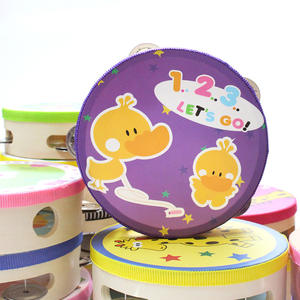 Tambourin à main en bois de 6 pouces, instrument de <span class=keywords><strong>musique</strong></span>, éducation précoce <span class=keywords><strong>pour</strong></span> la <span class=keywords><strong>maternelle</strong></span>, accessoires de danse musicale, tambour à main, tambour en peau de mouton - Product Image 4