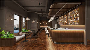 Móveis de <span class=keywords><strong>Bar</strong></span> de Luxo Sob Medida para Restaurantes e Lounges - Balcão de <span class=keywords><strong>Bar</strong></span> em Madeira Premium com Iluminação Ambiente e Assentos Combinando - Product Image 2