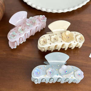 Pinces à cheveux en acétate de diamant français pour femmes, accessoires floraux colorés pour les occasions quotidiennes - Product Image 2