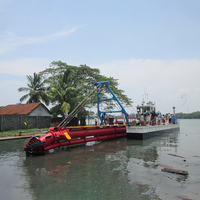 Mesin Pemotong Pasir Diesel Cutter Suction Dredger 500m³/jam, Kedalaman Kerja 8m, Kepala Pemotong untuk Saluran Sungai