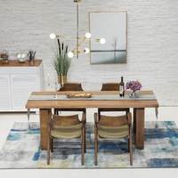 Ensemble table et chaises de salle à manger en bois massif, table rectangulaire en bois naturel avec 4 chaises, design simple et moderne, table de conférence