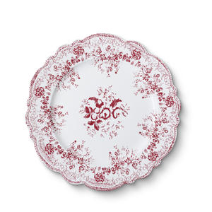 Assiettes de présentation en céramique rose à fleurs romantiques françaises, assiettes en porcelaine imprimées pour la décoration de fêtes et de mariages - Product Image 3