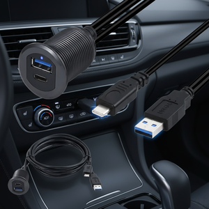 Cable trenzado de cobre estañado para coche, <span class=keywords><strong>tipo</strong></span> <span class=keywords><strong>C</strong></span> 2.0 + USB 2.0 macho-hembra, AUX, impermeable, PVC, 1m, 3A, carga rápida, para camiones - Product Image 4
