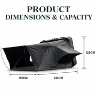 Tenda Atap Hard Shell Aluminium Lipat Otomatis 4x4 untuk Camping Mobil, 3-4 Orang, Buka Samping, Empat Musim, Satu Kamar Tidur untuk Camping Outdoor