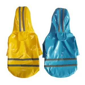 Hot selling PU reflective waterproof transparent dog and cat accessories clothes Pet Raincoat