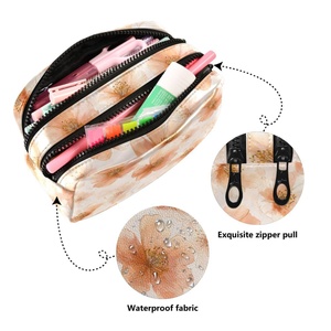 Bolsa de Lápices con Estampado de Flores Hawaianas Personalizada al por Mayor, Bolsa de Cosméticos Portátil de Cuero PU, Bolsa de Maquillaje para Mujer, para Viaje - Product Image 2
