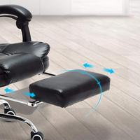 Chaise de bureau inclinable pivotante noire en cuir avec repose-pieds, design économique