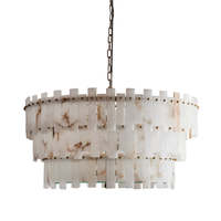 Lustre moderne de haute qualité en albâtre naturel à plusieurs niveaux, lampe de plafond en laiton, décoration pour salon, hôtel, maison, villa