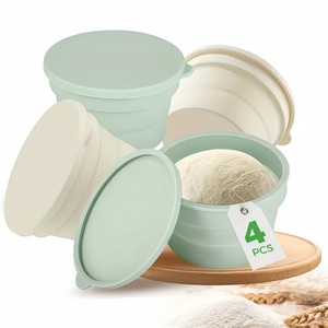 Contenitore lievitante per pasta di Pizza in Silicone con coperchio, riutilizzabile pieghevole per uso alimentare - Product Image 1