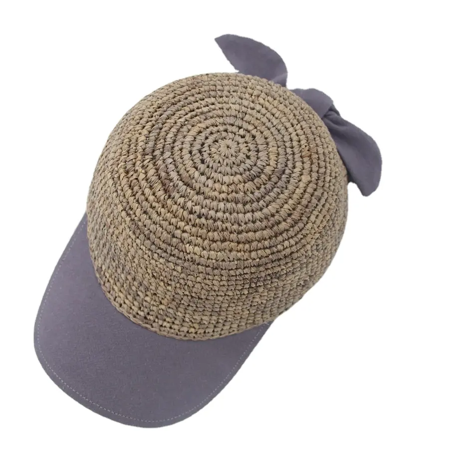 Vファッショナブルでシンプルな麦わら帽子Gaoda Factoryカスタマイズかぎ針編みラフィア野球帽