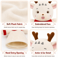 Marionnette de renne de Noël en peluche personnalisée OEM, jouet éducatif interactif en forme d'animal doux pour enfants, poupée de dessin animé pour le récit d'histoires