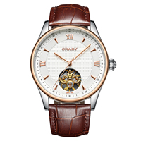 Montre mécanique automatique avec logo personnalisé, style décontracté pour hommes, tourbillon, acier inoxydable, montres pour hommes