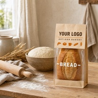 Sacs en papier kraft brun écologiques personnalisés pour boulangerie, petits sacs en plastique avec fenêtre pour pain au levain et sandwichs