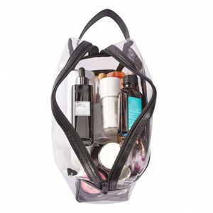 Sac de toilette promotionnel en PVC robuste, imperméable, avec fermeture éclair, multi-poches, pour crayons et articles de toilette, OEM - Product Image 5