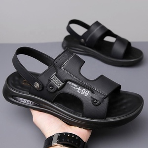Sandalias Planas para Hombre, Punta Abierta, Suela de Goma, Entresuela de EVA, Parte Superior de Cuero Genuino, Cómodas, Antideslizantes, Casuales, para Todas las Temporadas, con Estampado de Leopardo - Product Image 2