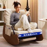 Fauteuil de détente moderne en tissu avec structure en bois, inclinable et pliable, pour salon, hôtel et bureau à domicile