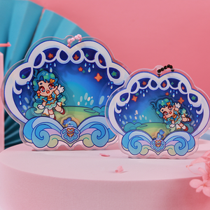 Portachiavi Creativo Juno in Acrilico Personalizzato con Charm Glitterato e Stampa Olografica su Entrambi i Lati - Product Image 1