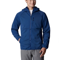 Veste Softshell Unisexe Bleue à Capuche Coupe-Vent Imperméable Écologique en Toile 100% Coton, Manteau d'Hiver Sportif Zippé avec Logo Frontal