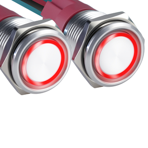 24V DC 스테인리스 스틸 IP65 푸시 버튼 스위치 (빨간색 녹색 파란색 노란색 조명 5A ON/OFF 누름 버튼) - Product Image 1