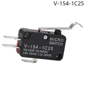 V-154-1C25 long handle roller Snap Action Push Button SPDT Momentary On-Off Micro Limit Switch 15A 250V Red/Black