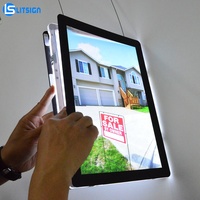 Cadre lumineux LED rectangulaire en acrylique pour affiche, panneau suspendu A4 double face ultra-mince pour agent immobilier, agence immobilière, maison ouverte
