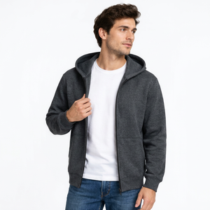 <b>Men's</b> Full Zip Up Hoodie Sweatshirt Solid Color Casual Hooded <b>Jacket</b> <b>Fleece</b> Pullover Sportswear Kangaroo Pocket Custom Wholesale - Product Image 5