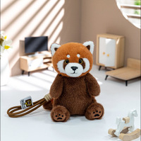 Gantungan Kunci Boneka Panda Merah Duduk Lucu, Boneka Hewan Cokelat, Aksesoris Tas, Mainan, Hadiah, Grosir, Custom