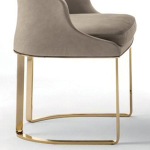 Chaise de salle à manger PURUO, <span class=keywords><strong>prix</strong></span> de gros, style italien moderne, cadre en acier inoxydable argenté et doré, tissu brun, cuir PU - Product Image 6