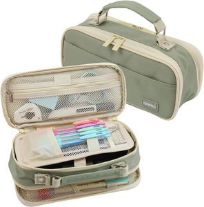 Trousse à crayons de grande capacité, 4 compartiments, pochette à stylos, organisateur, sac de rangement à double fermeture éclair, pour l'école, le bureau, les adolescents, les filles, les garçons, les hommes - Product Image 5