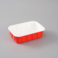 Boîte alimentaire carrée en PP ondulé rouge et blanc du Shandong, prix usine, jetable, pour plats à emporter, déjeuner, fête en plein air, camping
