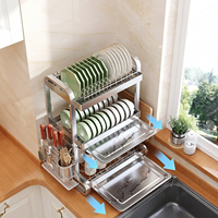Égouttoir multifonctionnel en acier inoxydable pour bols et vaisselle, support de rangement et plateau de drainage pour organisateur de placard de cuisine