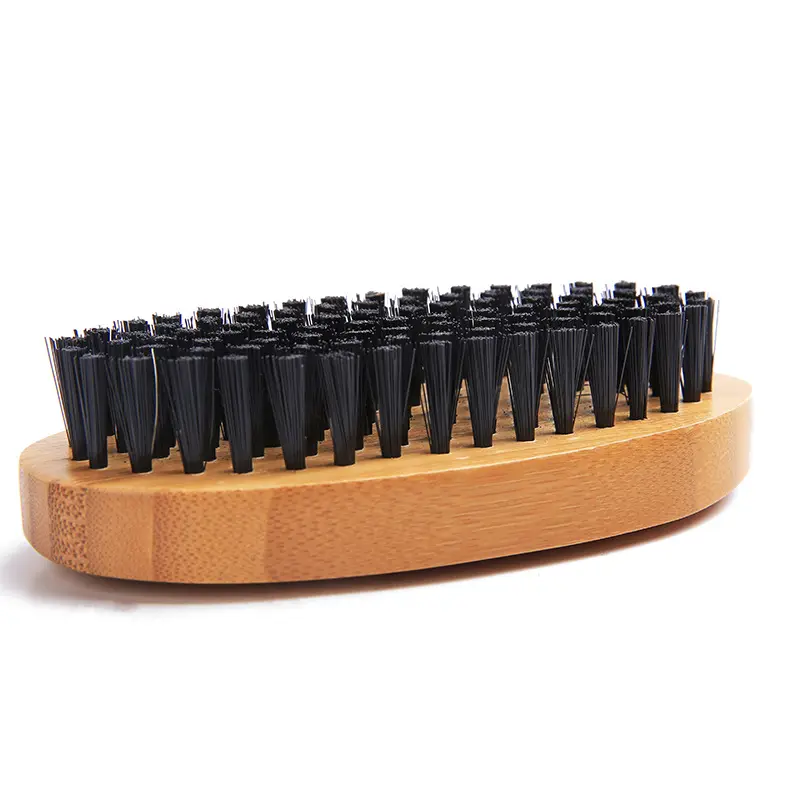Fast Shipping Natural Wood Black Hard Nylon Hair Vegan Bamboo Beard Brush for Men