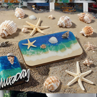 Aimant de réfrigérateur touristique Win Win, écologique, personnalisé, imprimé par transfert thermique, en bois et résine, motif paysage marin Miami Beach