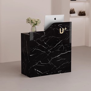 Comptoir de caisse minimaliste moderne pour petite clinique, bureau de réception noir pour salon de beauté, comptoir de caisse pour boutique, bureau d'accueil - Product Image 3